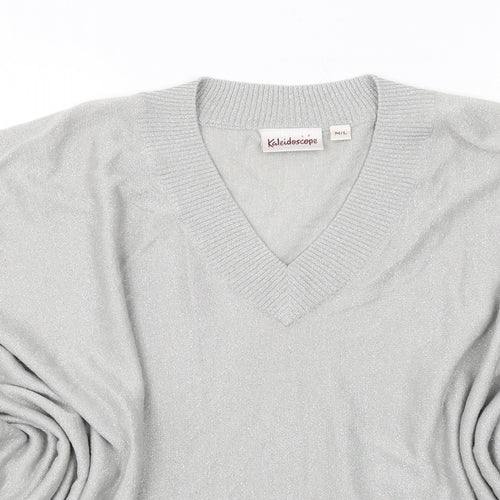 Kaleidoscope Womens Grey V-Neck Acrylic Pullover Jumper Size M - Size M-L