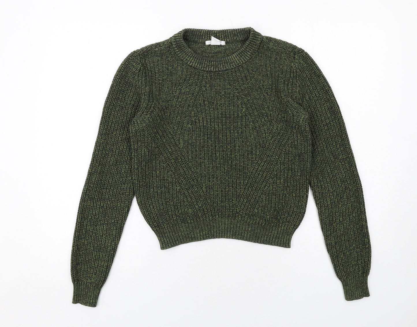 H&M Womens Green Round Neck Acrylic Pullover Jumper Size XS