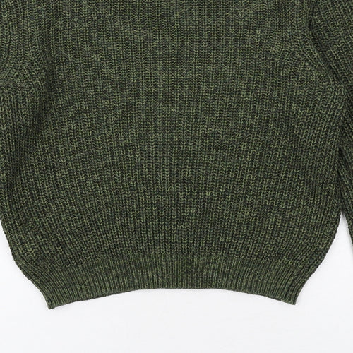 H&M Womens Green Round Neck Acrylic Pullover Jumper Size XS