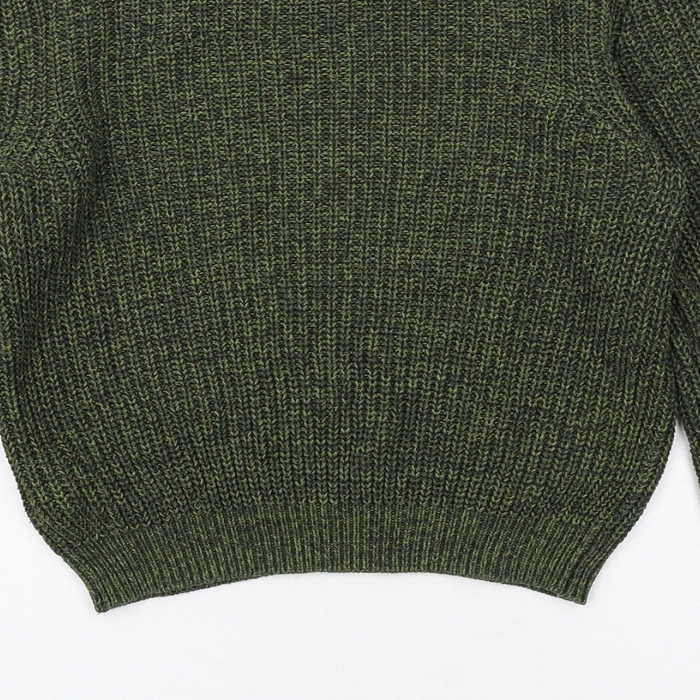 H&M Womens Green Round Neck Acrylic Pullover Jumper Size XS