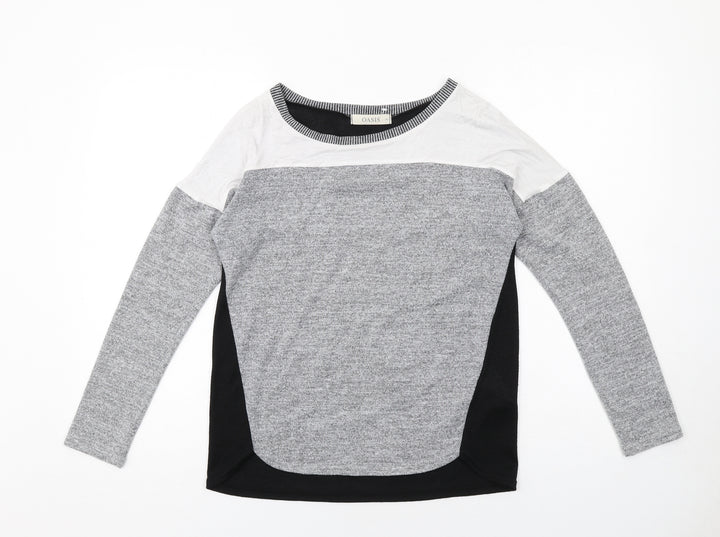 Oasis Womens Grey Round Neck Polyester Pullover Jumper Size XS