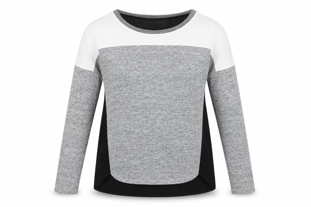 Front view of Oasis women’s grey round neck polyester jumper, size XS