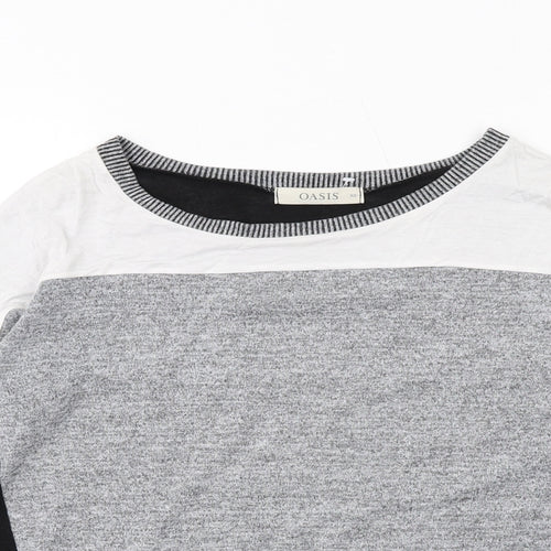 Oasis Womens Grey Round Neck Polyester Pullover Jumper Size XS