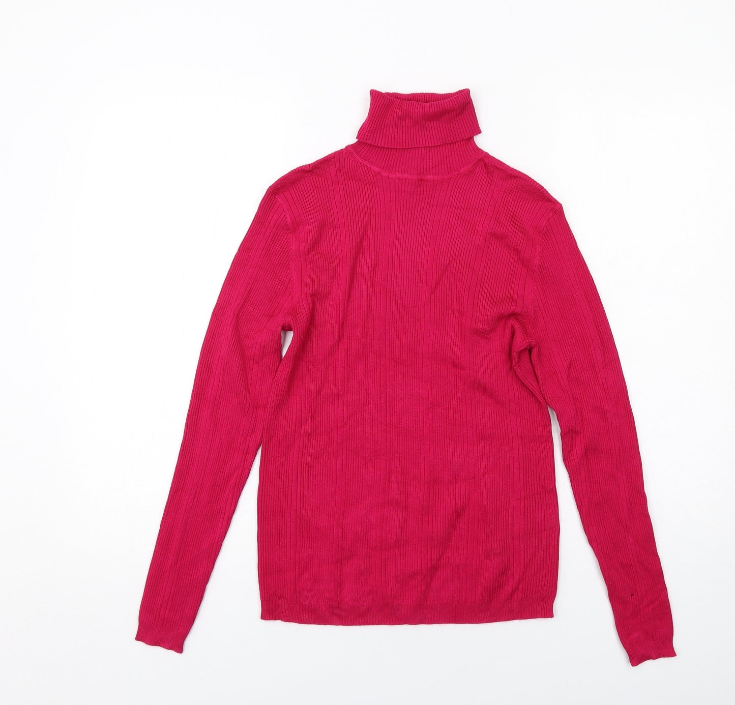 Marks and Spencer Womens Pink Roll Neck Viscose Pullover Jumper Size 10