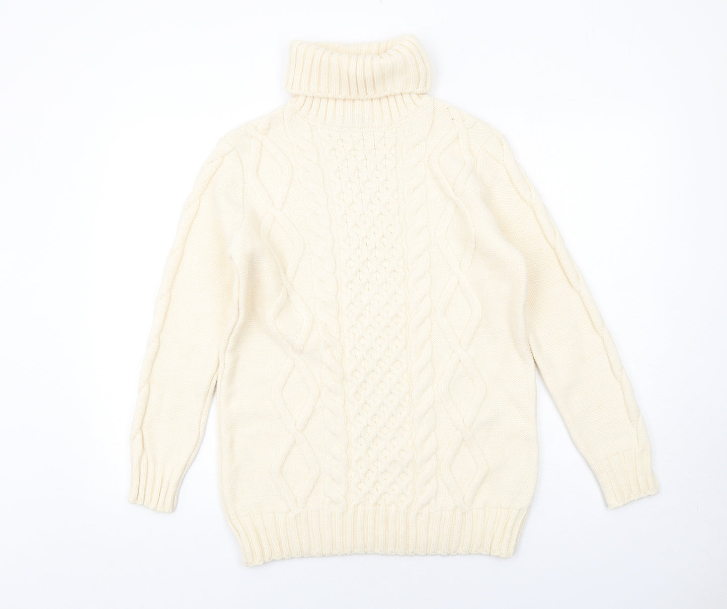 Marks and Spencer Womens Ivory Roll Neck Acrylic Pullover Jumper Size XS