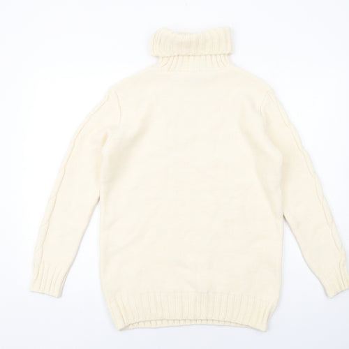 Marks and Spencer Womens Ivory Roll Neck Acrylic Pullover Jumper Size XS
