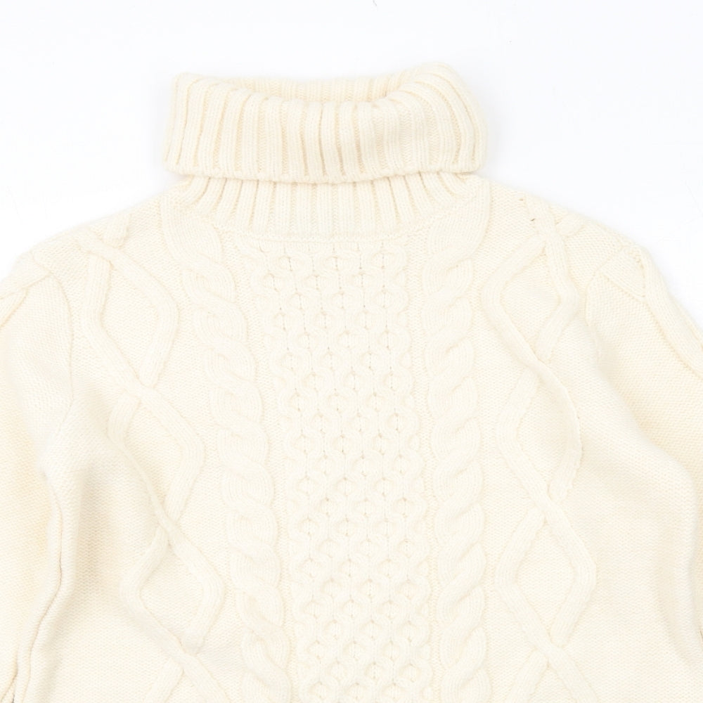 Marks and Spencer Womens Ivory Roll Neck Acrylic Pullover Jumper Size XS