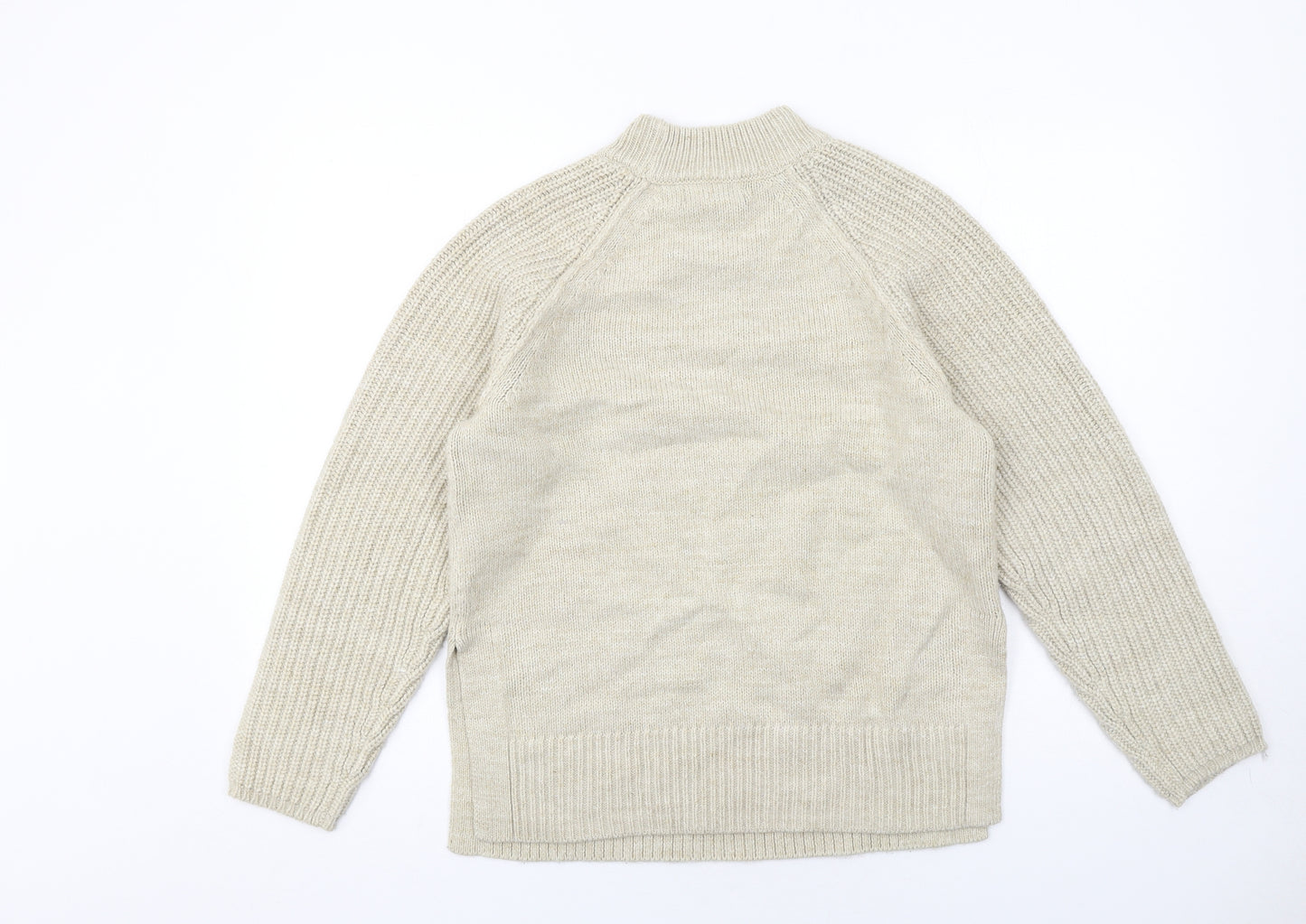 Marks and Spencer Womens Beige Round Neck Acrylic Pullover Jumper Size S