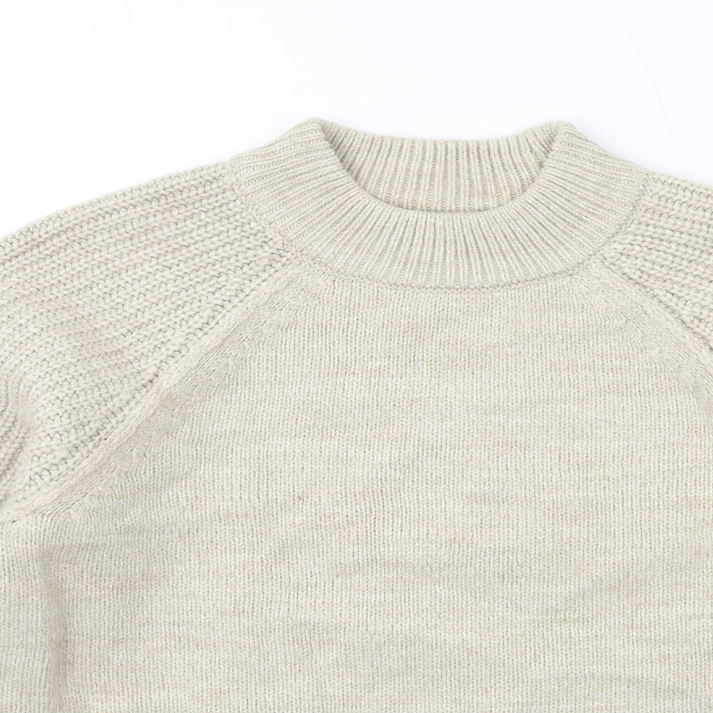 Marks and Spencer Womens Beige Round Neck Acrylic Pullover Jumper Size S
