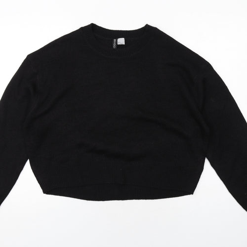 H&M Womens Black Round Neck Acrylic Pullover Jumper Size S