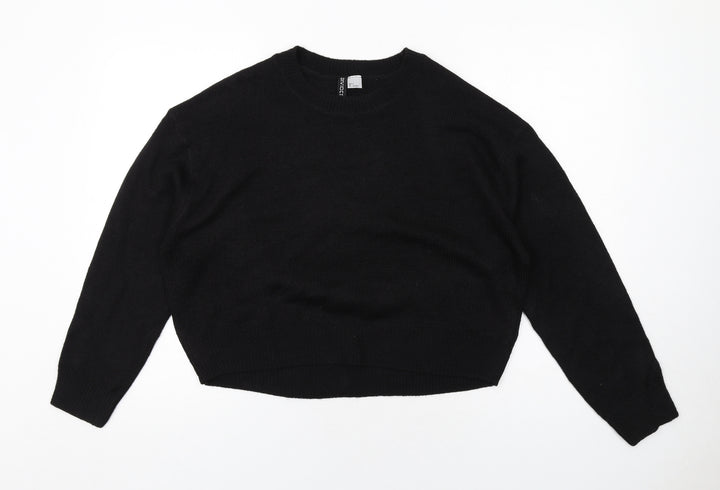 H&M Womens Black Round Neck Acrylic Pullover Jumper Size S