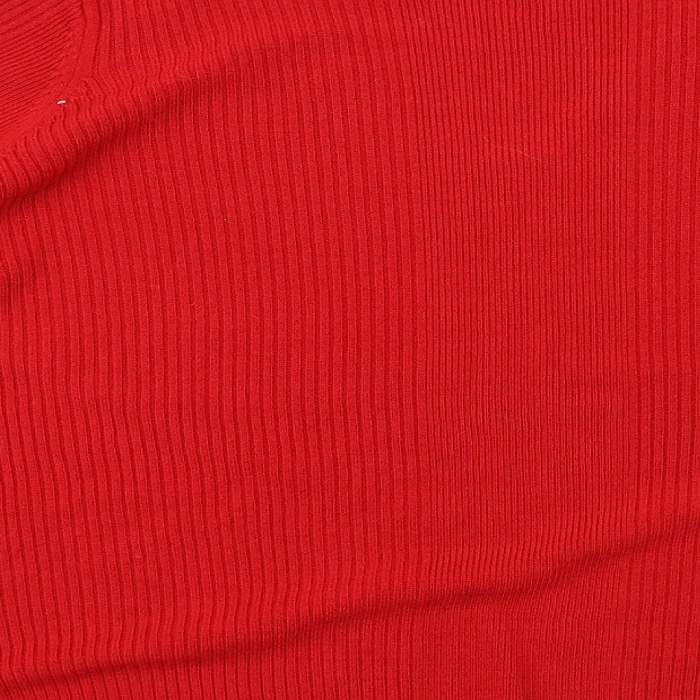 Marks and Spencer Womens Red V-Neck Acrylic Pullover Jumper Size 20