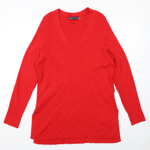 Marks and Spencer Womens Red V-Neck Viscose Pullover Jumper Size 12