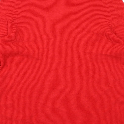 Marks and Spencer Womens Red V-Neck Viscose Pullover Jumper Size 12
