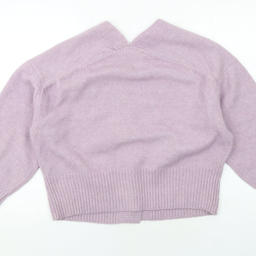 H&M Womens Purple V-Neck Acrylic Cardigan Jumper Size M