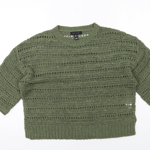 New Look Womens Green Round Neck Acrylic Pullover Jumper Size M