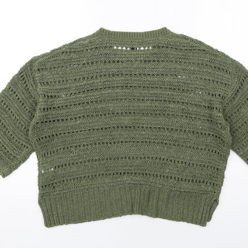 New Look Womens Green Round Neck Acrylic Pullover Jumper Size M