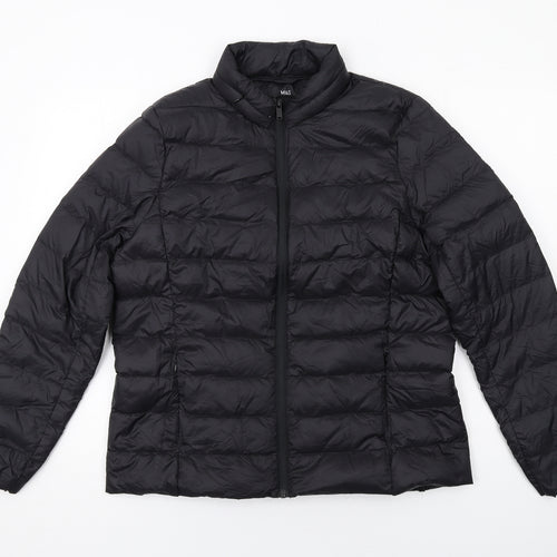 Marks and Spencer Womens Black Quilted Jacket Size 14 Zip