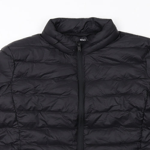 Marks and Spencer Womens Black Quilted Jacket Size 14 Zip
