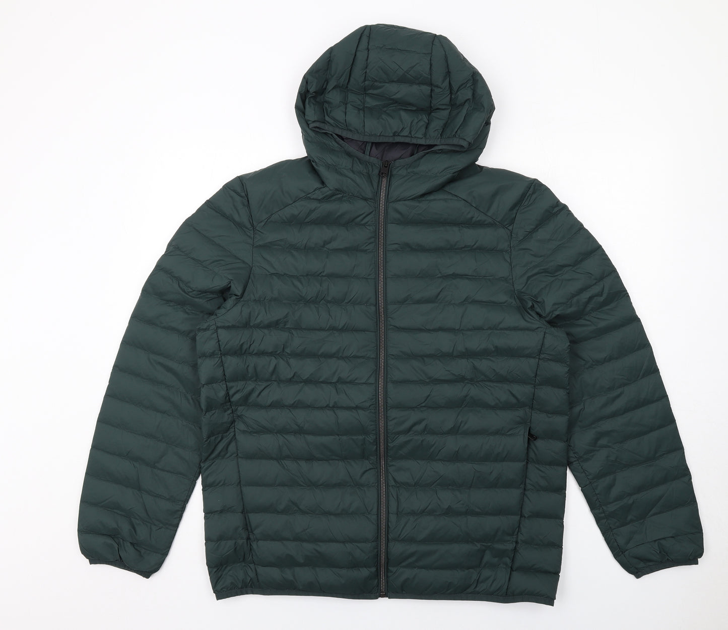 Marks and Spencer Mens Green Quilted Jacket Size L Zip