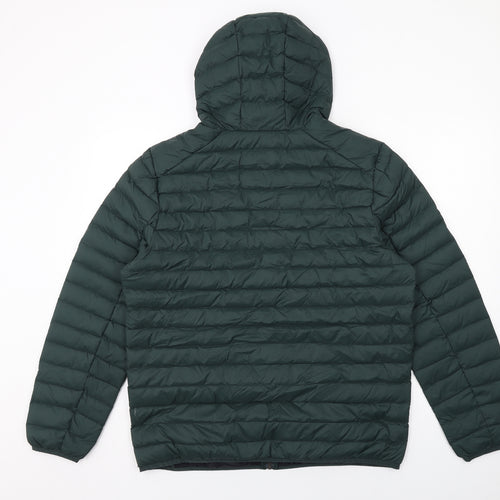 Marks and Spencer Mens Green Quilted Jacket Size L Zip