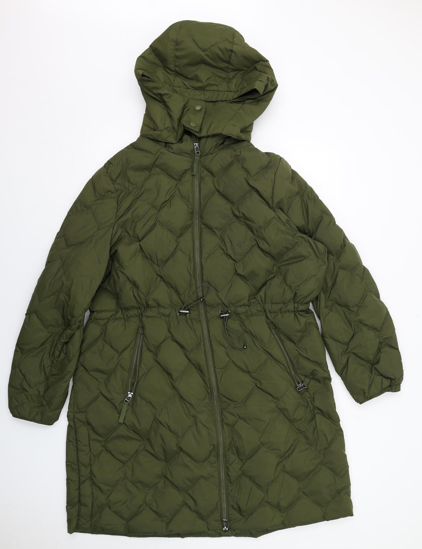 Marks and Spencer Womens Green Quilted Coat Size 20 Zip