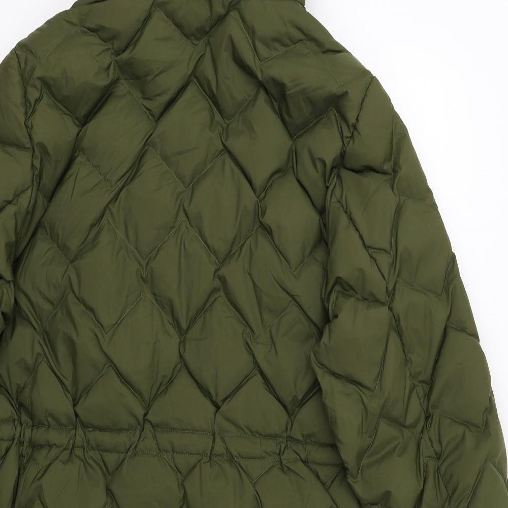 Marks and Spencer Womens Green Quilted Coat Size 20 Zip