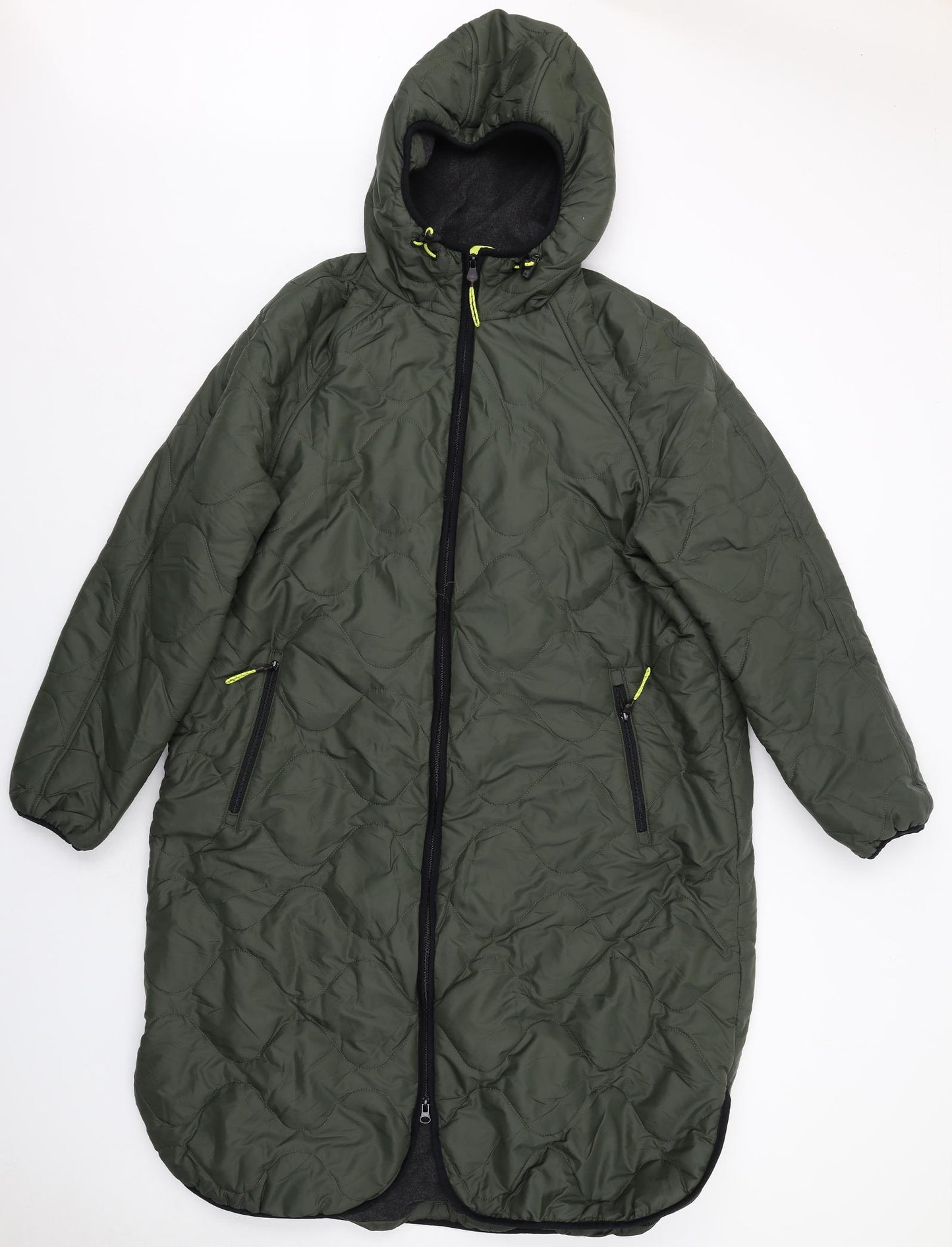 Marks and Spencer Womens Green Quilted Coat Size 16 Zip
