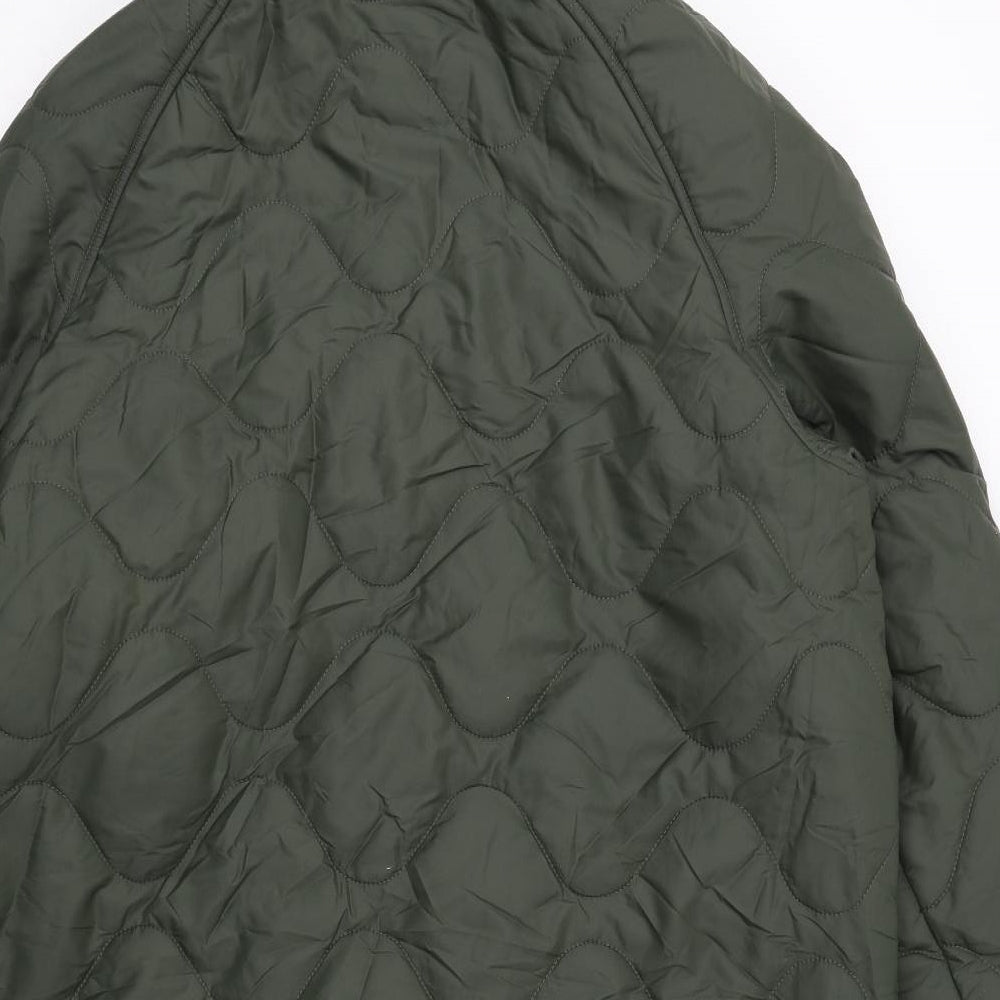 Marks and Spencer Womens Green Quilted Coat Size 16 Zip