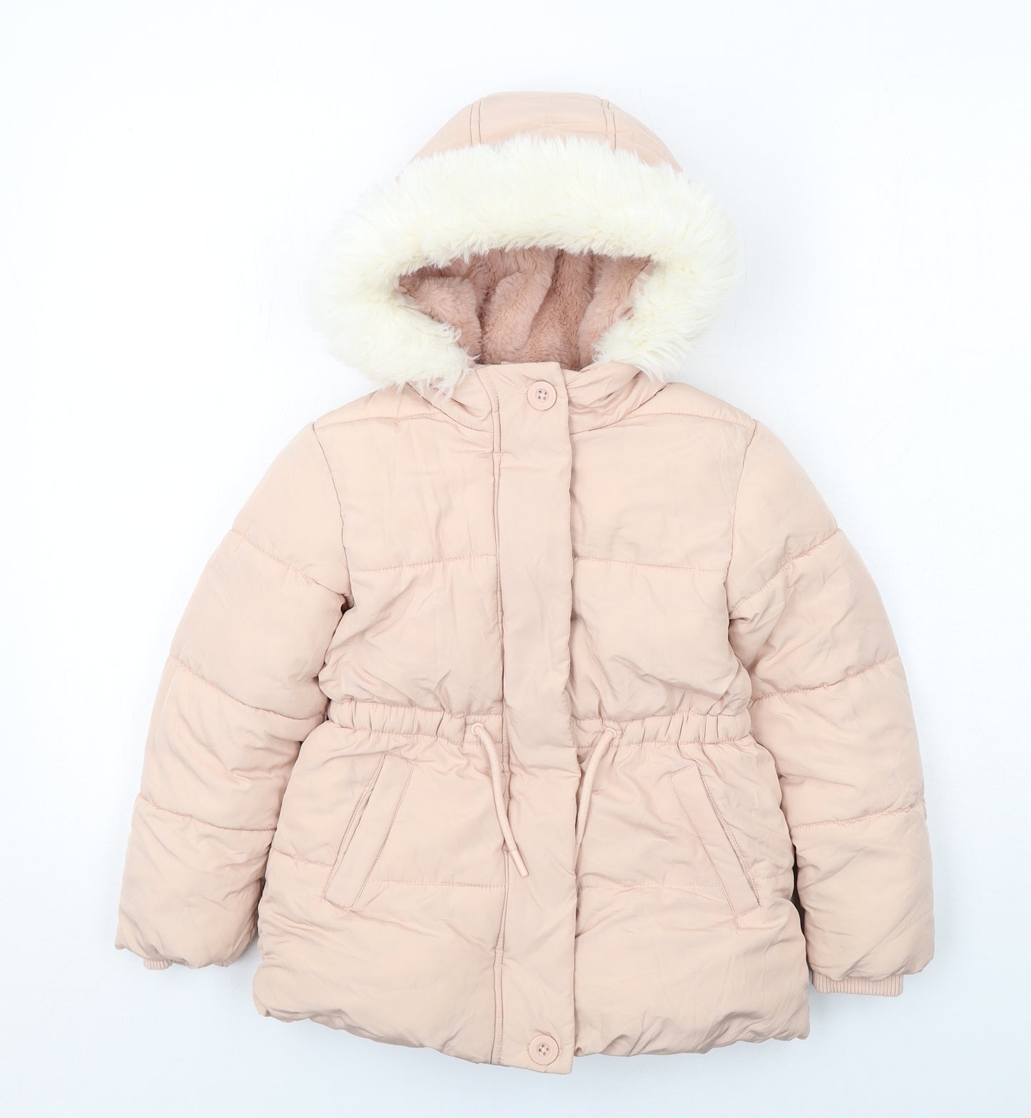 Marks and Spencer Girls Pink Puffer Jacket Jacket Size 5-6 Years Zip