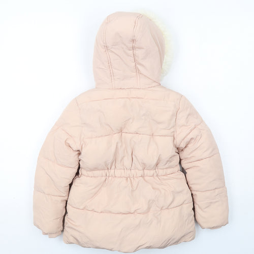 Marks and Spencer Girls Pink Puffer Jacket Jacket Size 5-6 Years Zip