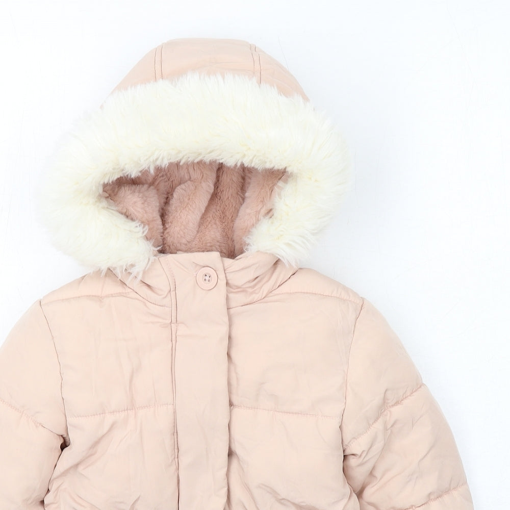 Marks and Spencer Girls Pink Puffer Jacket Jacket Size 5-6 Years Zip