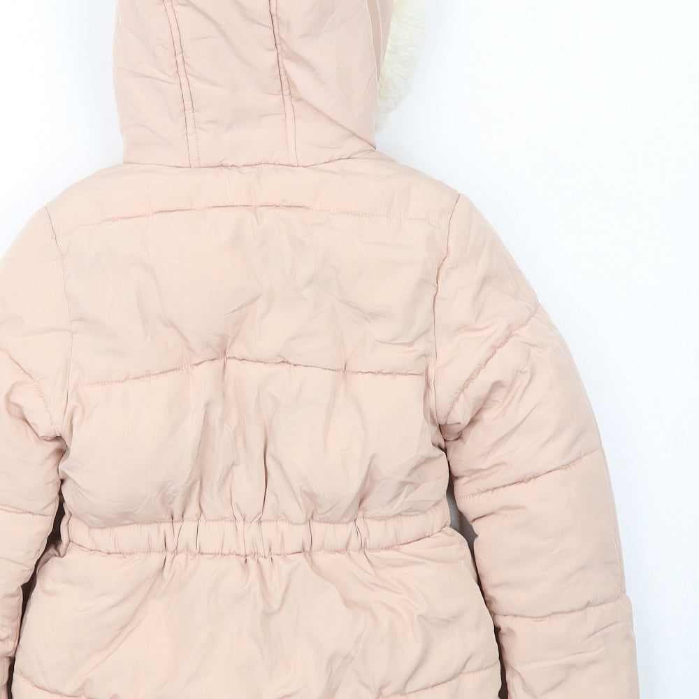 Marks and Spencer Girls Pink Puffer Jacket Jacket Size 5-6 Years Zip