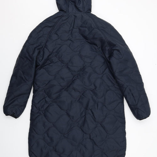 Marks and Spencer Womens Blue Quilted Coat Size 10 Zip