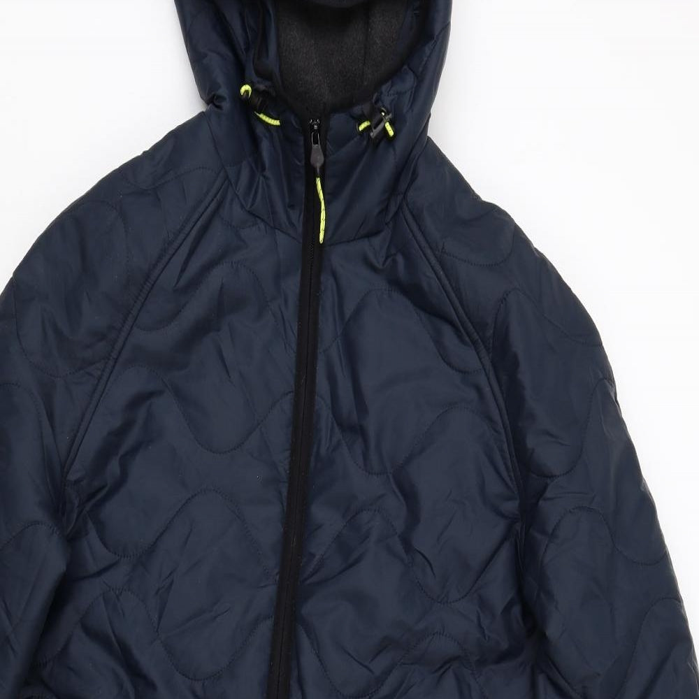 Marks and Spencer Womens Blue Quilted Coat Size 10 Zip