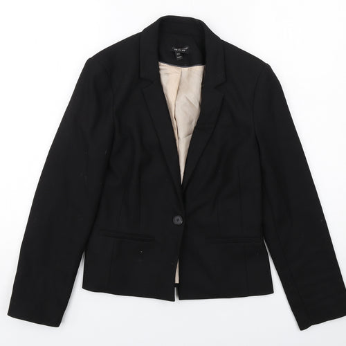 Topshop Womens Black Polyester Jacket Suit Jacket Size 10