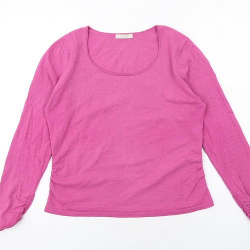Marks and Spencer Womens Pink Viscose Basic T-Shirt Size 14 Scoop Neck