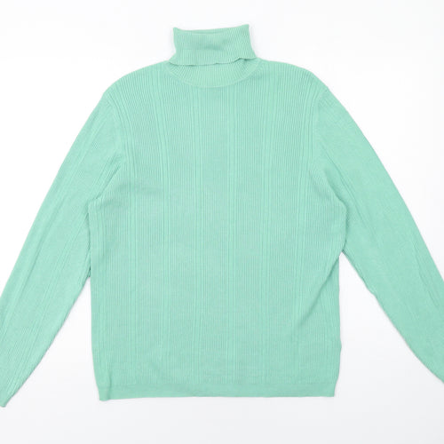 Marks and Spencer Womens Green Roll Neck Viscose Pullover Jumper Size 16
