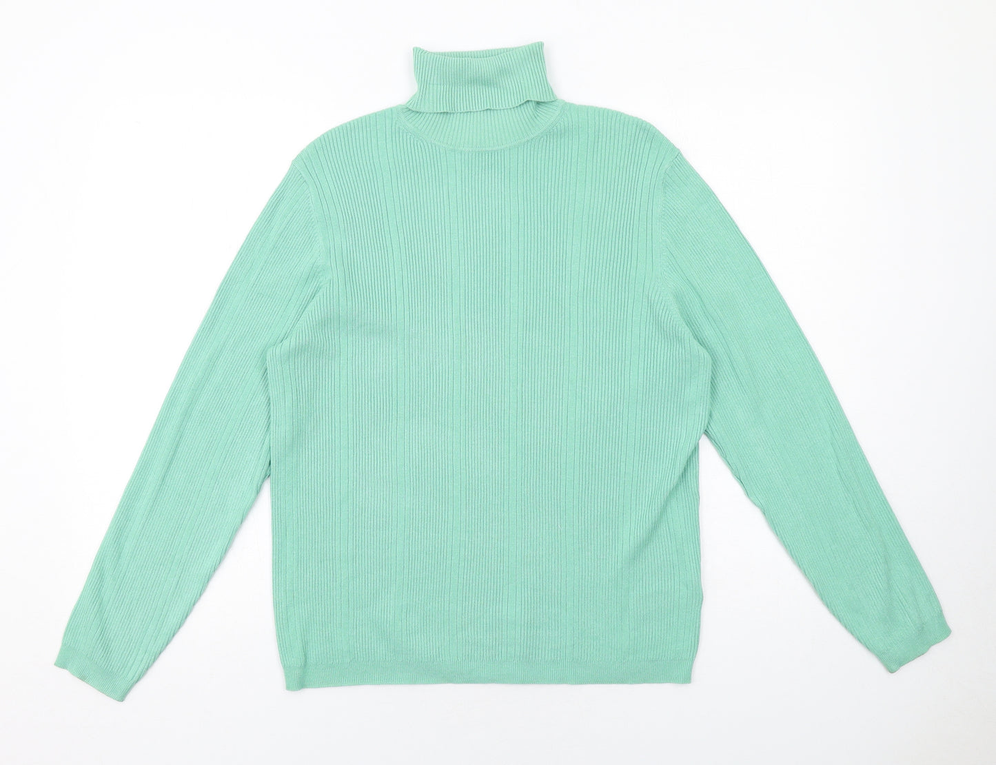 Marks and Spencer Womens Green Roll Neck Viscose Pullover Jumper Size 16