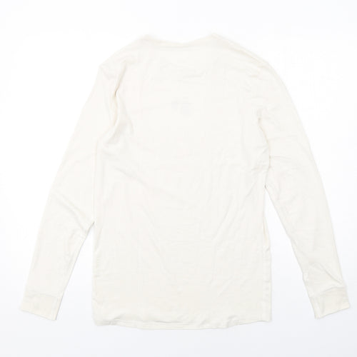 Marks and Spencer Womens Ivory Acrylic Basic T-Shirt Size S Round Neck