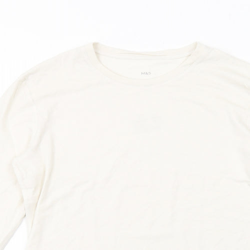 Marks and Spencer Womens Ivory Acrylic Basic T-Shirt Size S Round Neck