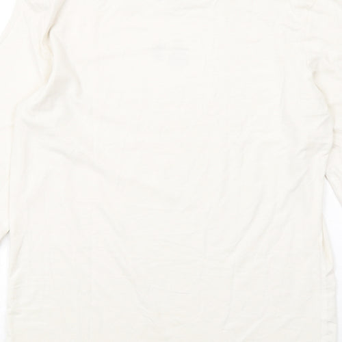 Marks and Spencer Womens Ivory Acrylic Basic T-Shirt Size S Round Neck