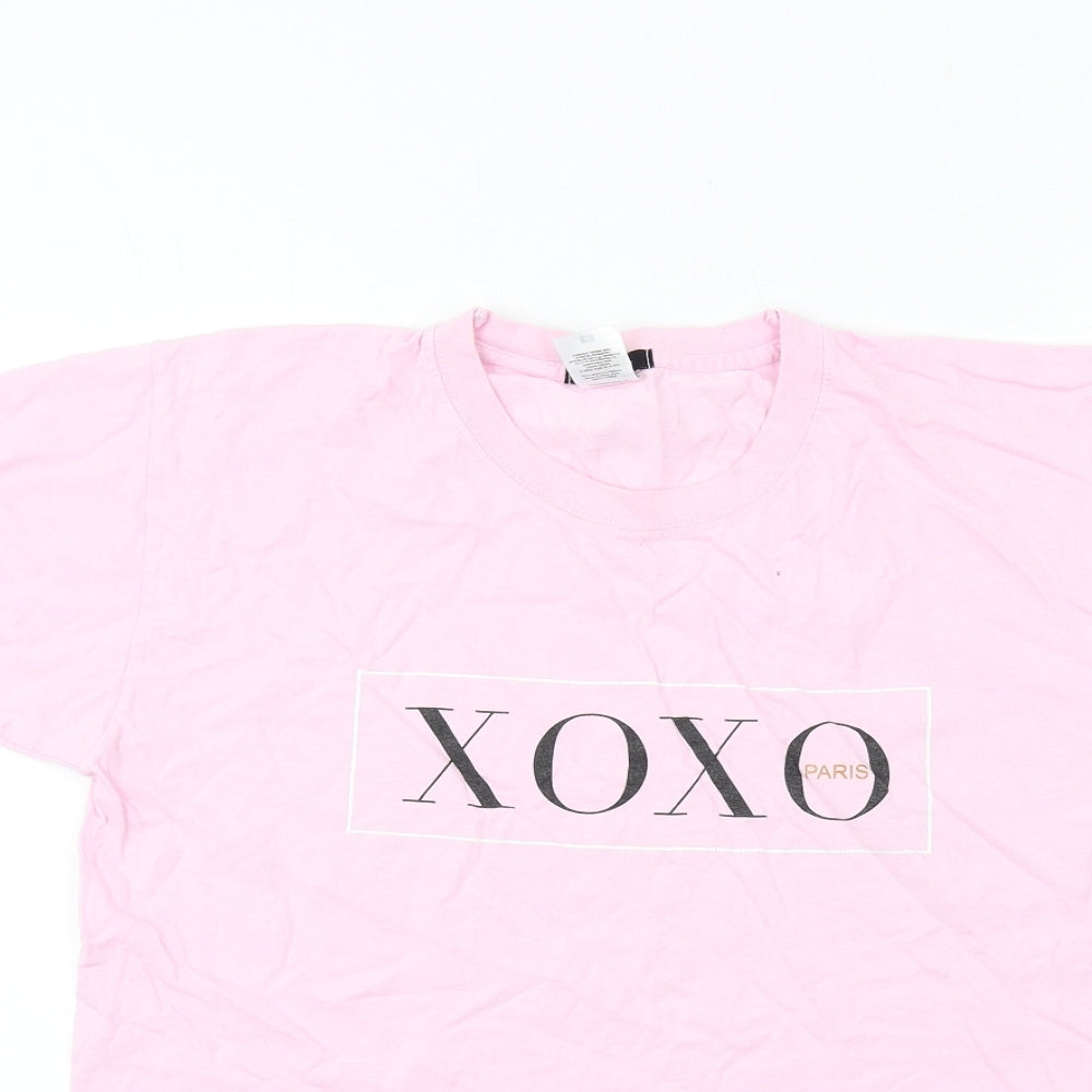 Boohoo Womens Pink Cotton Basic T-Shirt Size M Round Neck - Xoxo