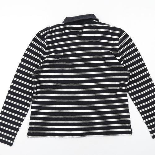 Callaway Womens Black Striped Cotton Basic Polo Size L Collared