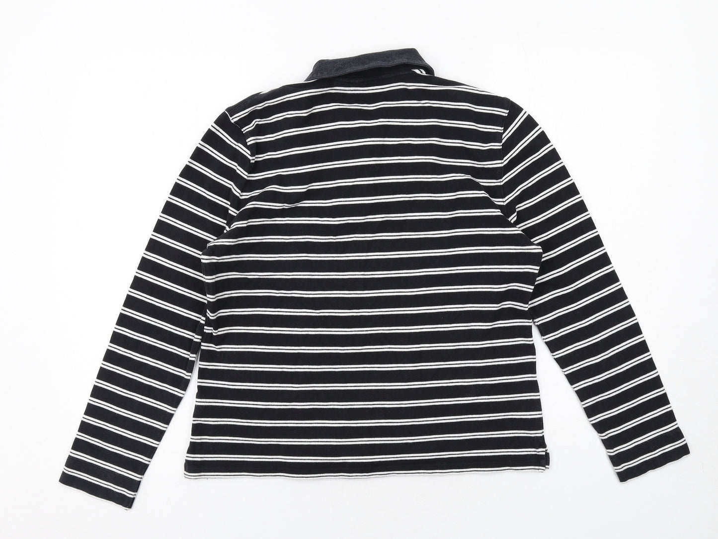 Callaway Womens Black Striped Cotton Basic Polo Size L Collared