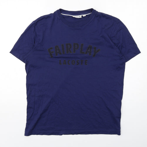 Lacoste Mens Blue Cotton T-Shirt Size L Round Neck - Fairplay Lacoste