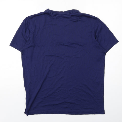 Lacoste Mens Blue Cotton T-Shirt Size L Round Neck - Fairplay Lacoste