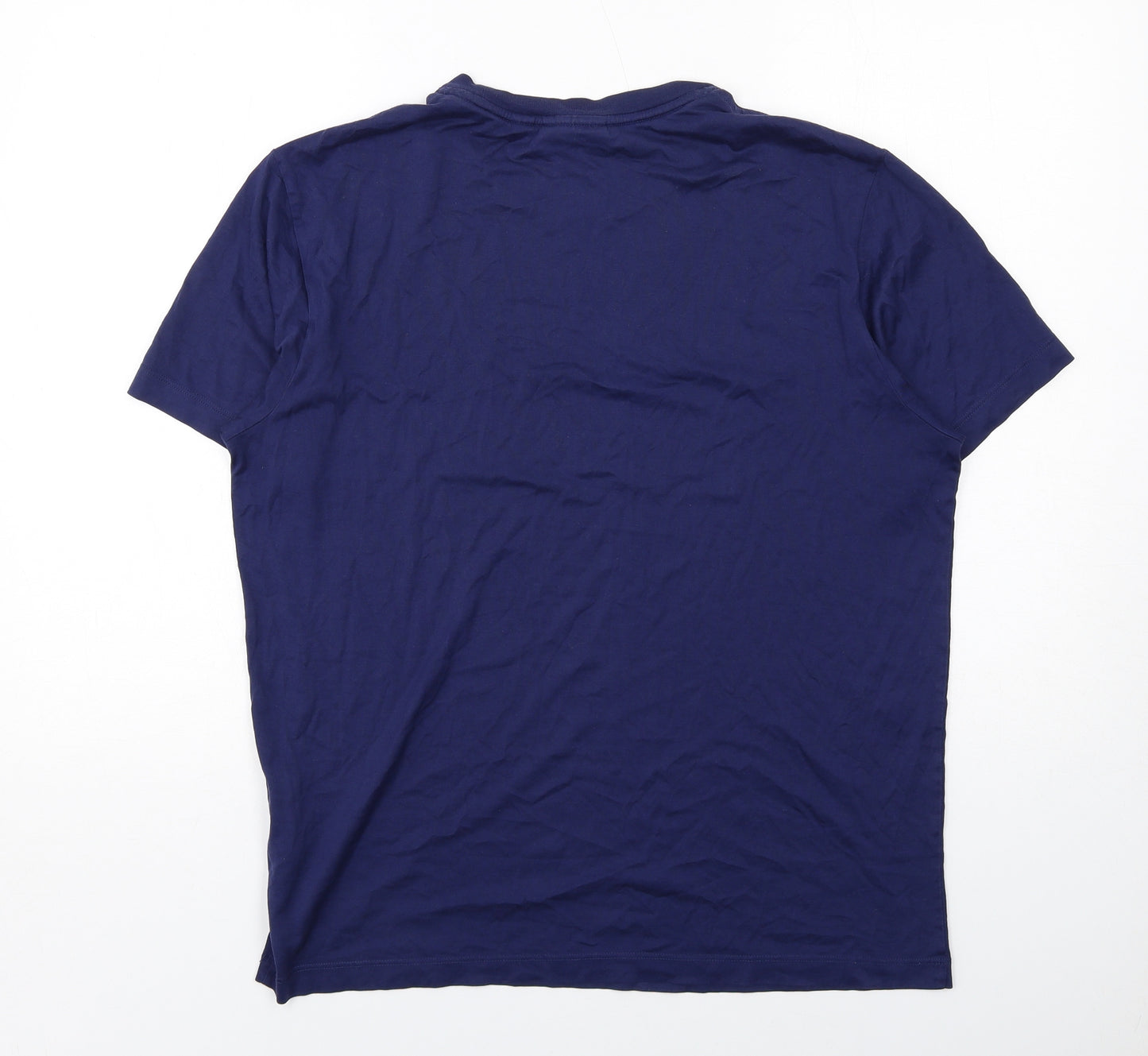 Lacoste Mens Blue Cotton T-Shirt Size L Round Neck - Fairplay Lacoste