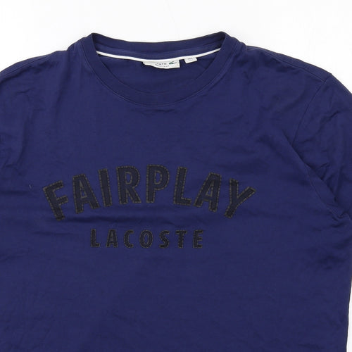 Lacoste Mens Blue Cotton T-Shirt Size L Round Neck - Fairplay Lacoste