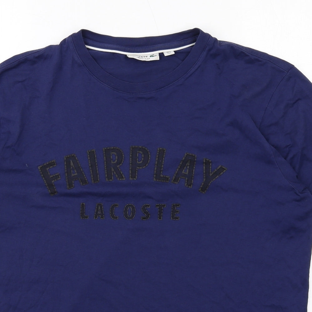 Lacoste Mens Blue Cotton T-Shirt Size L Round Neck - Fairplay Lacoste
